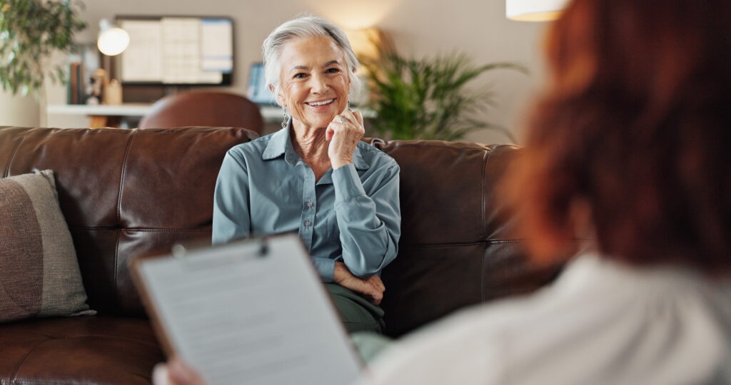 Older adult discussing medications and ketamine therapy treatment plan with a provider in Philadelphia